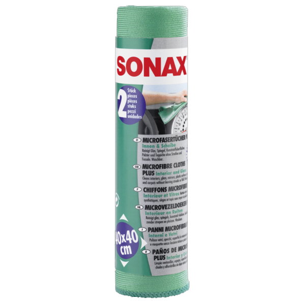 SONAX - MicrofaserTücher PLUS Innen & Scheibe (2 St.) - Garage/Velos-Motos Allemann