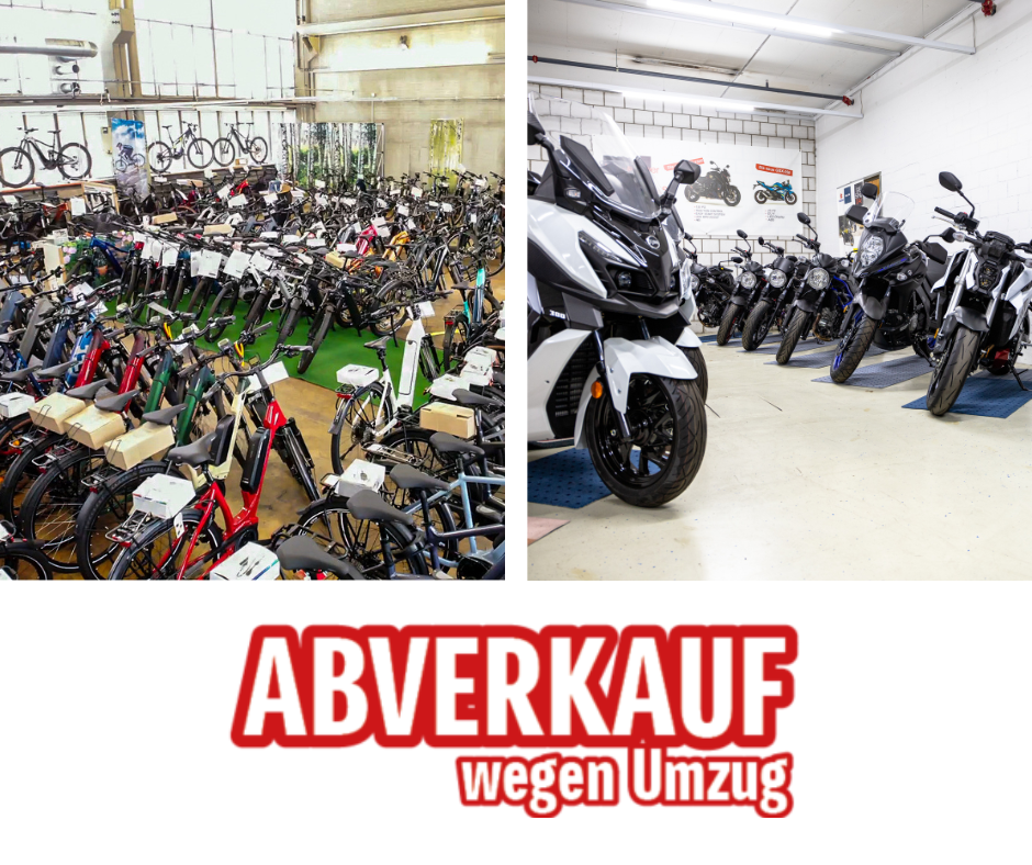 Abverkauf Roller, Motorräder, Bikes und E-Bikes