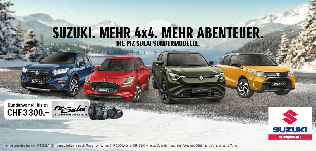 SUZUKI PIZ SULAI Sondermodelle – bis zu CHF 3’300.– Kundenvorteil