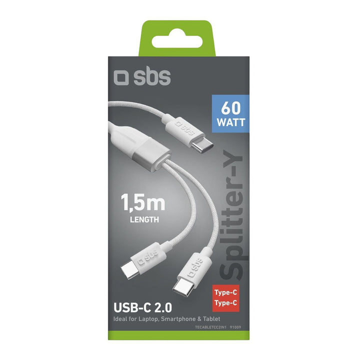 Kabel USB-Typ C auf 2x USB-Typ C, 60 W, 1.5 m