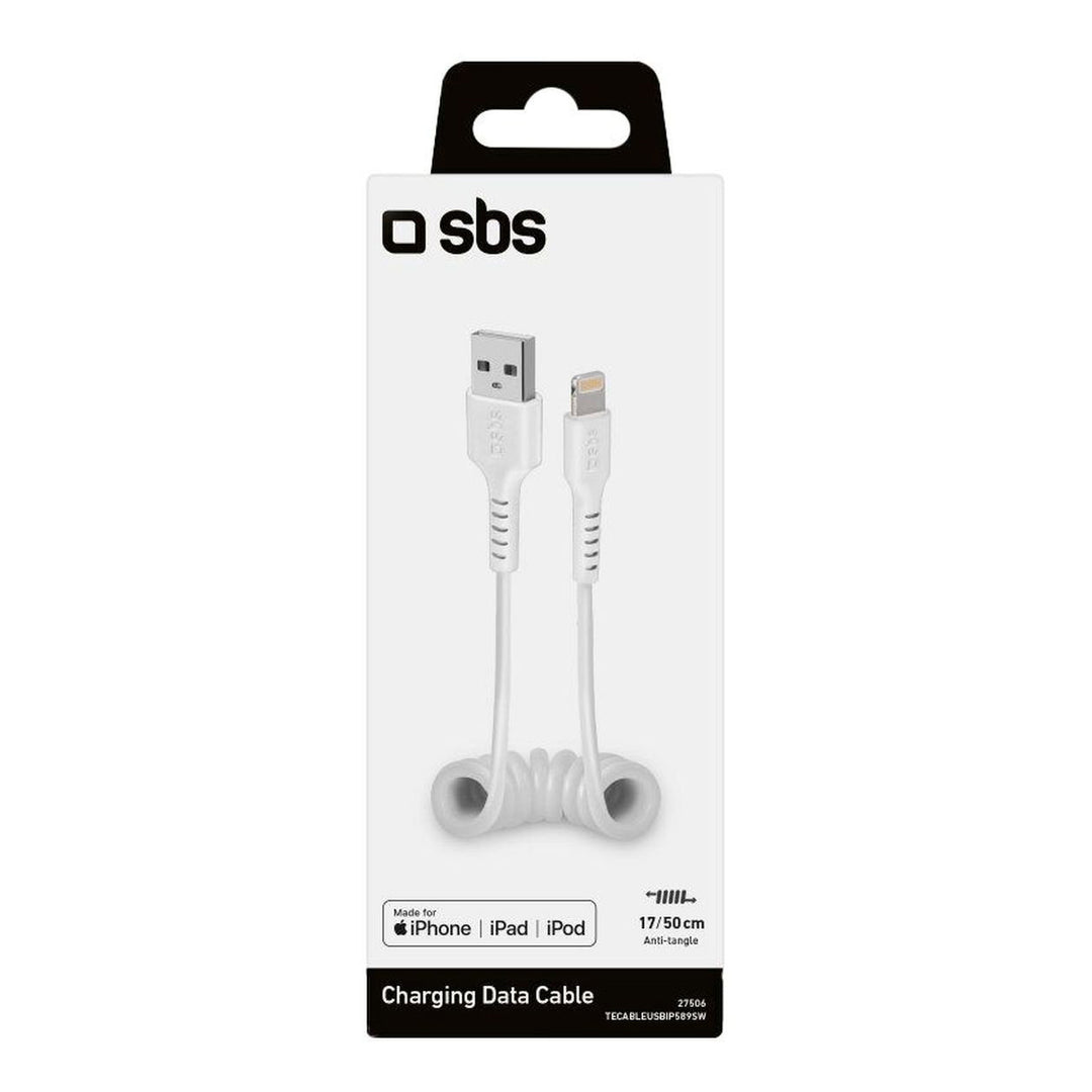 Spiral-Kabel USB-A auf Lightning, 0.5 m