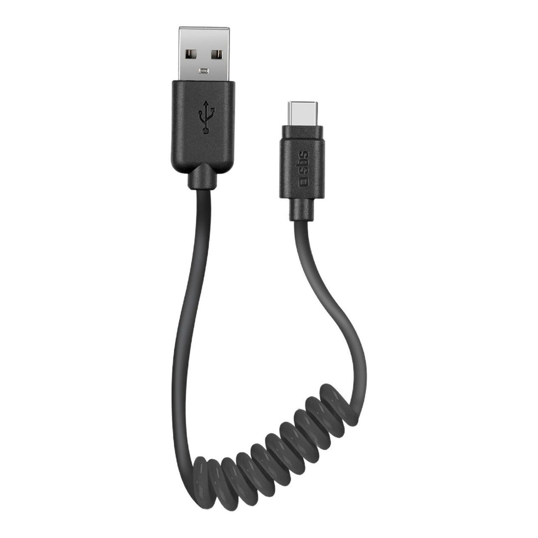 Spiral-Kabel USB-A auf USB-Typ C, 0.5 m