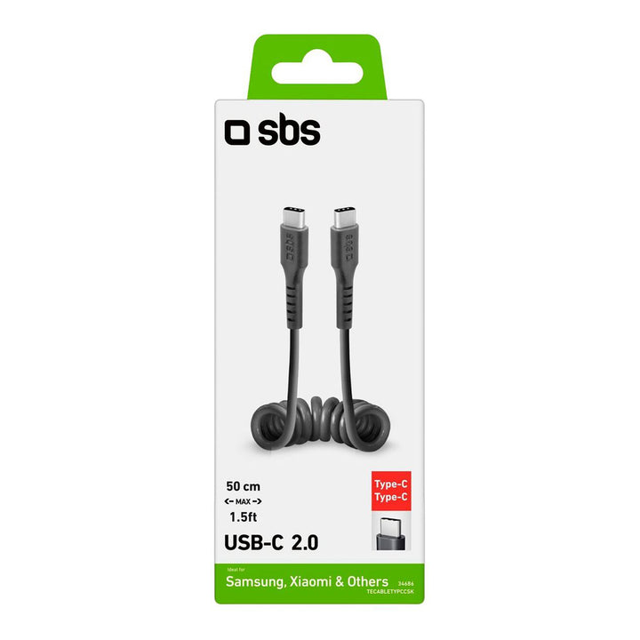 Spiral-Kabel USB-Typ C auf USB-Typ C, 0.5 m