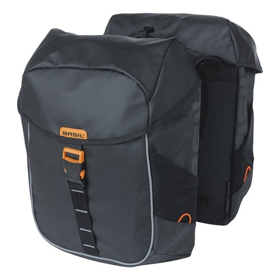 Basil Miles Tarpaulin Gepäckträger Doppeltasche 34L schwarz/orange