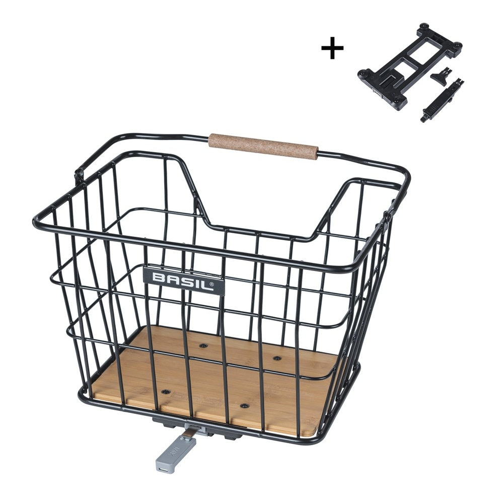 Basil Nordland Fahrradkorb MIK 23L schwarz/naturbraun