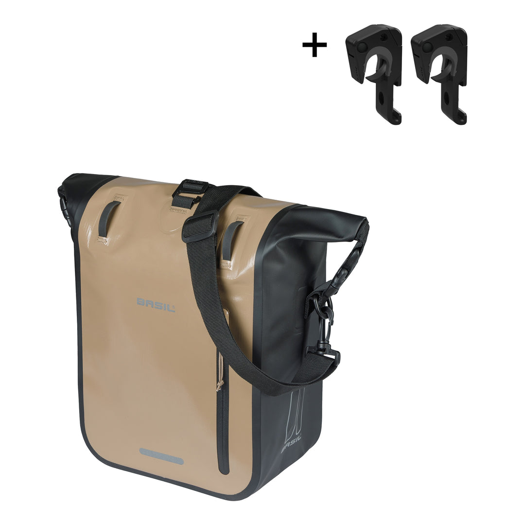 Basil Rivo M Einzeltasche Tarpaulin MIK Hooks 12-15L sand/schwarz