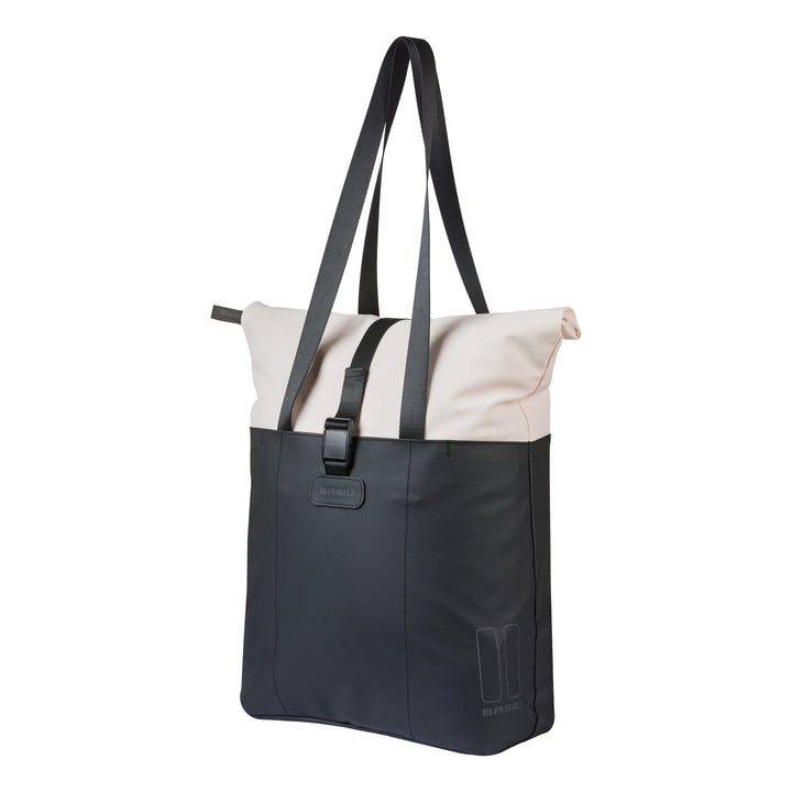 Basil Vive Shopper Gepäckträgertasche MIK Hooks 15-20L cremefarben/schwarz