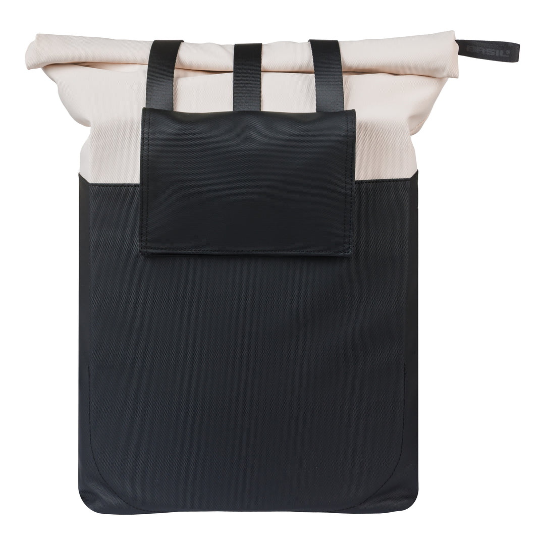 Basil Vive Shopper Gepäckträgertasche MIK Hooks 15-20L cremefarben/schwarz