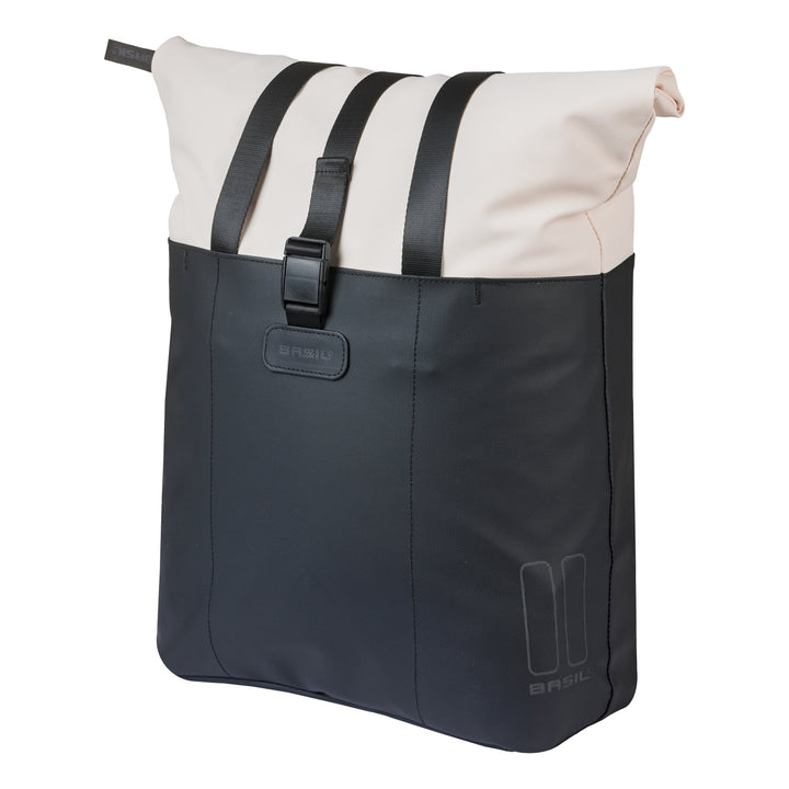Basil Vive Shopper Gepäckträgertasche MIK Hooks 15-20L cremefarben/schwarz