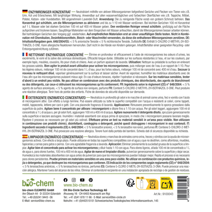 bio-chem Enzymreiniger Konzentrat 1000 ml ohne Sprühkopf 