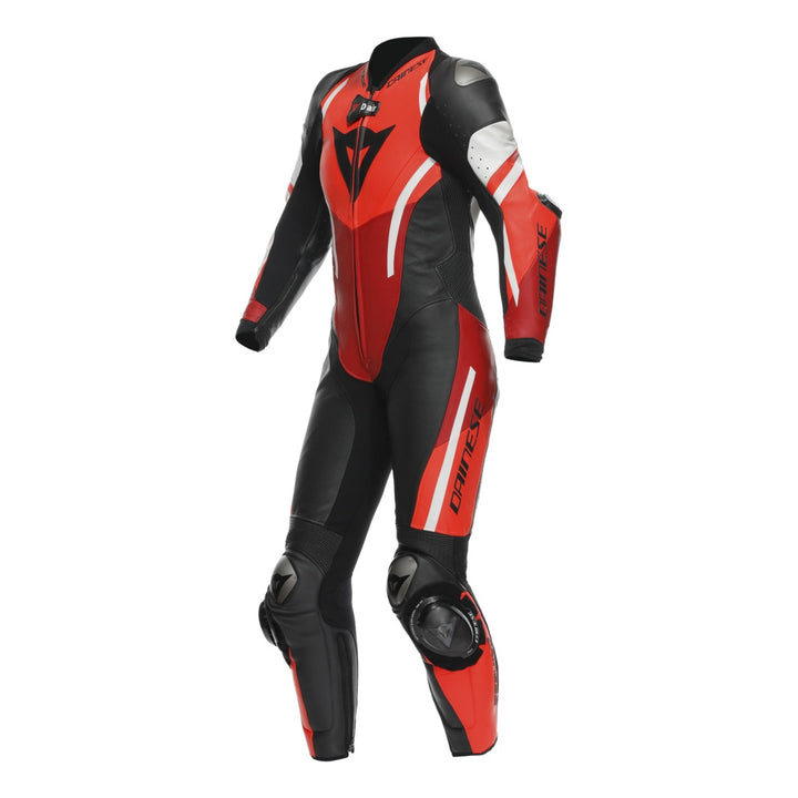 Dainese Damen Lederkombi D-Air perf. 1-tlg Misano 3 schwarz-rot-fluo rot