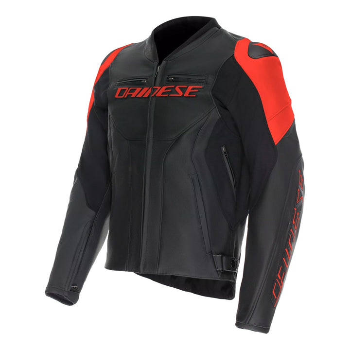 Dainese Lederjacke Racing 5 schwarz-fluo rot