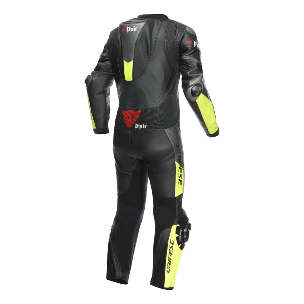 Dainese Lederkombi D-Air perf. 1-tlg Misano 3 schwarz-anthrazit-fluo gelb