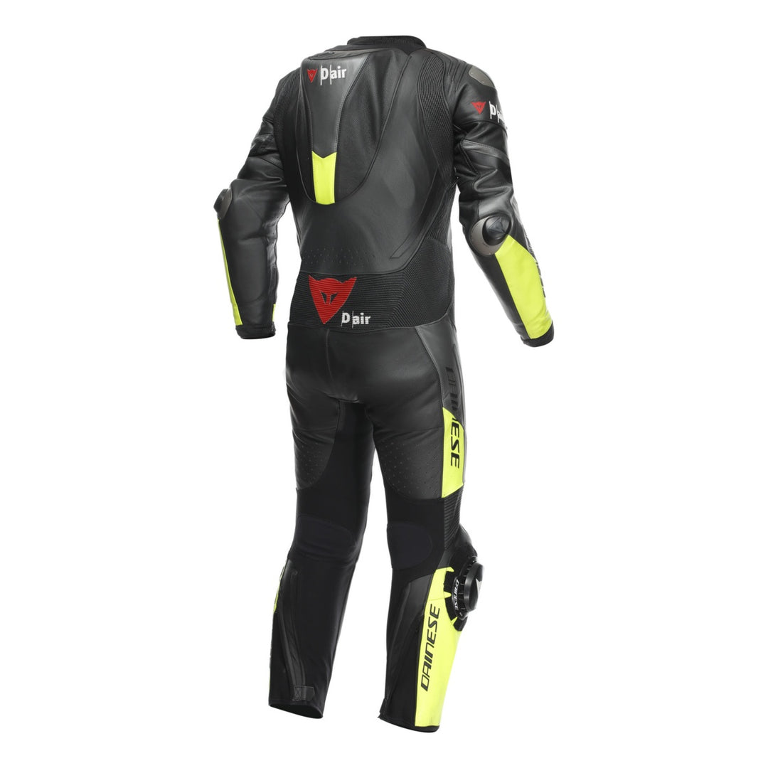 Dainese Lederkombi D-Air perf. 1-tlg Misano 3 schwarz-anthrazit-fluo gelb
