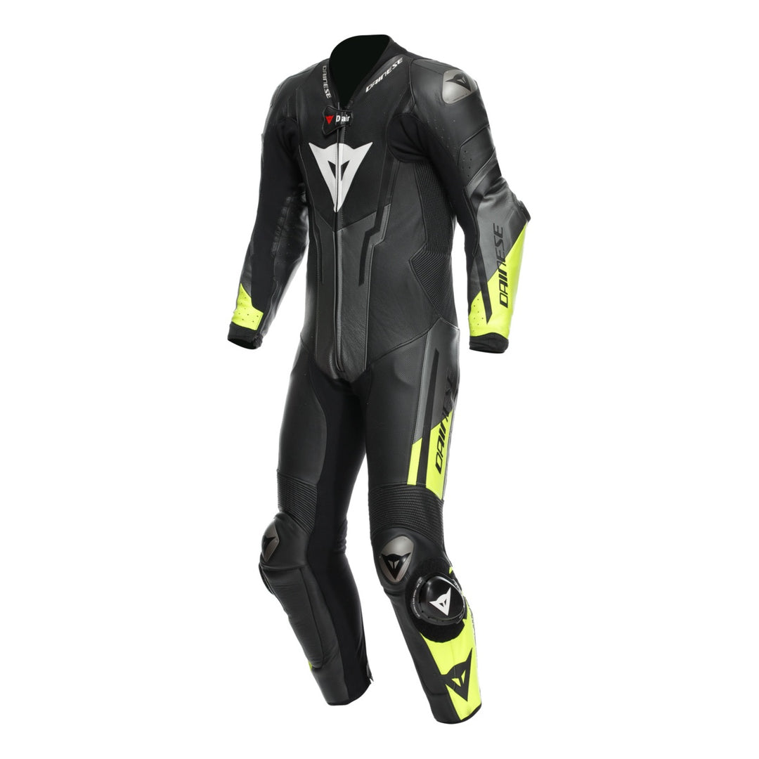 Dainese Lederkombi D-Air perf. 1-tlg Misano 3 schwarz-anthrazit-fluo gelb