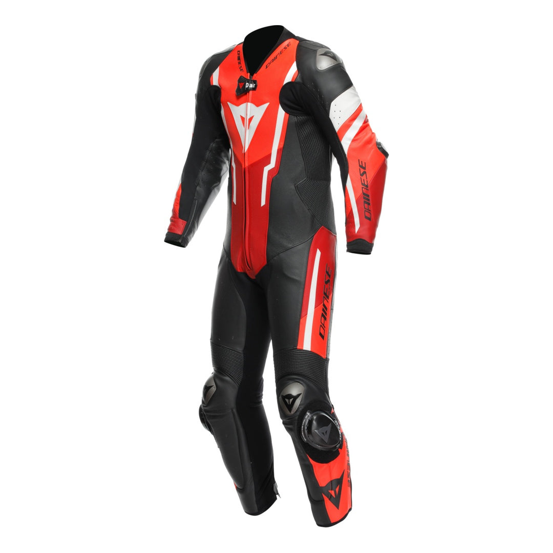 Dainese Lederkombi D-Air perf. 1-tlg Misano 3 schwarz-rot-fluo rot