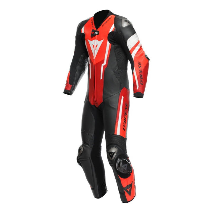 Dainese Lederkombi D-Air perf. 1-tlg Misano 3 schwarz-rot-fluo rot