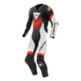 Dainese Lederkombi perf. 1-tlg. Laguna Seca 6 schwarz-weiss-fluo rot
