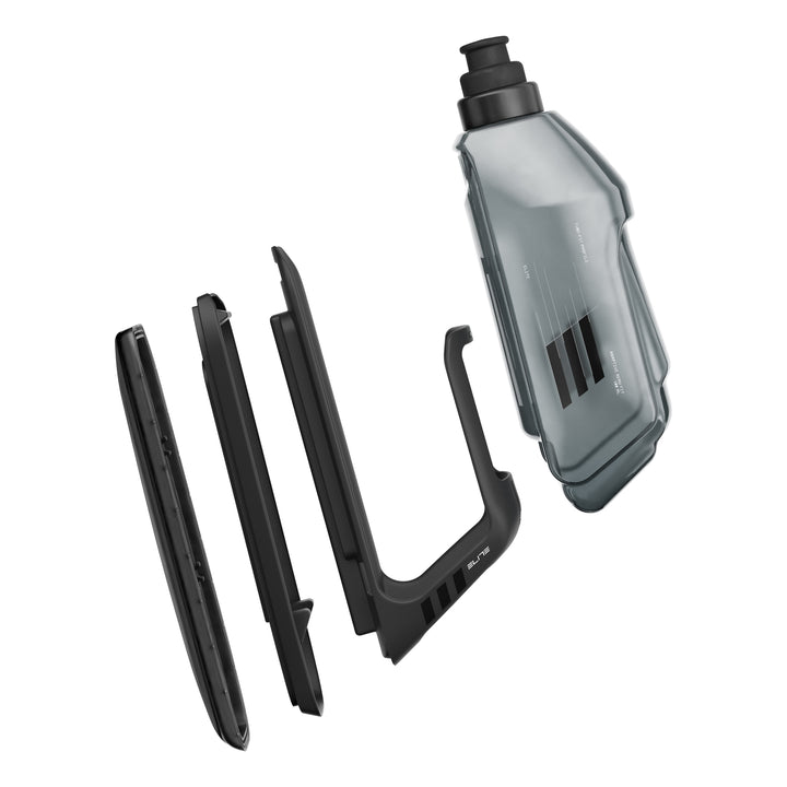 Elite Kit Aero Fit Bidonhalter schwarz und Bidon 500 ml transparent smoke/schwarz