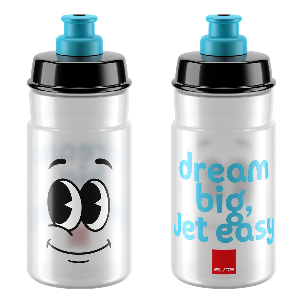 Elite Kit Toso für Kinder schwarz mat und Jet 350ml transparent helblaues Logo transparent/blau