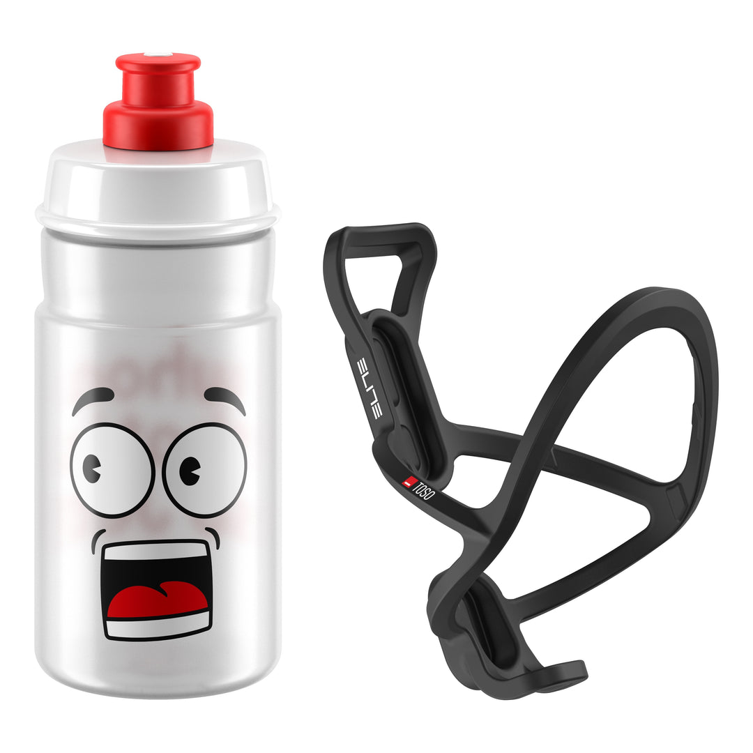 Elite Kit Toso für Kinder schwarz mat und Jet 350ml transparent rotes Logo transparent/rot