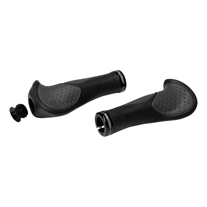 Ergotec Griffe FRISCO2 Lenkerend/Spiegelmontage möglich Kraton/Gel Griff-Ø:22 Länge:140/95 black/grey
