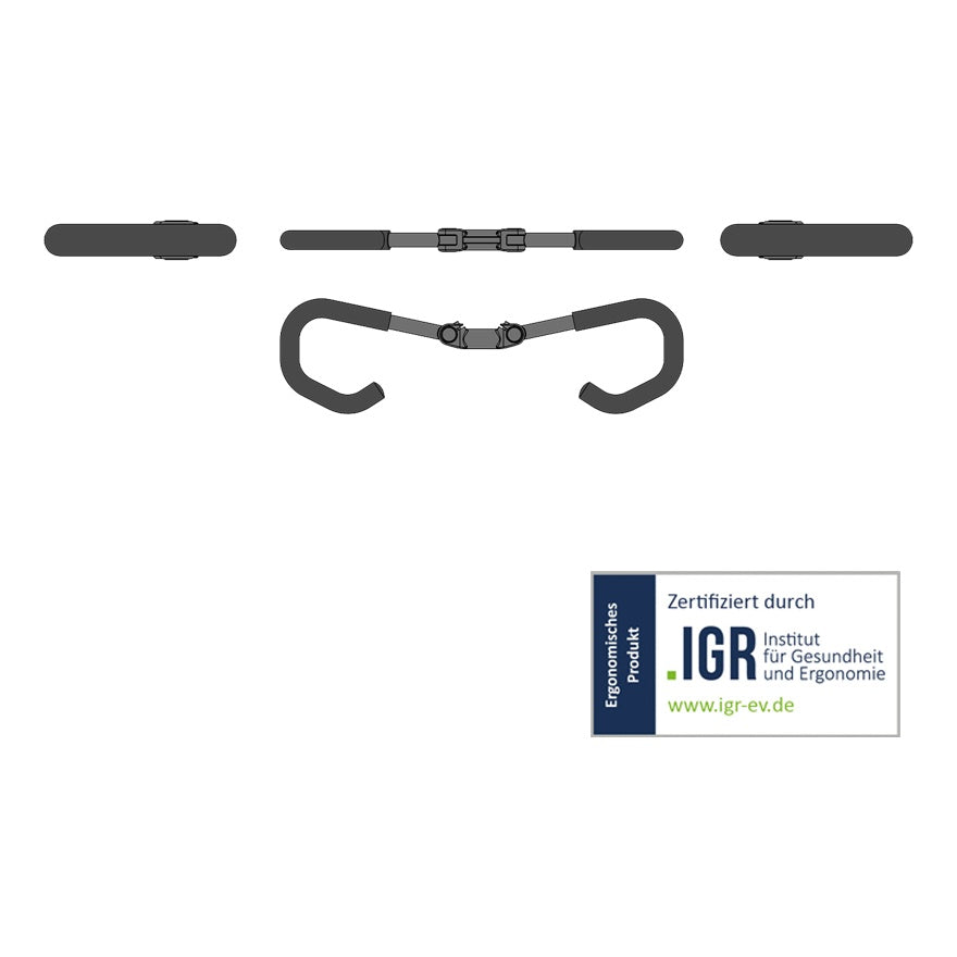 Ergotec Lenker 31.8 AHS Premium Width:600 Rise:0 Griff-L:180 Griff-W:0-90° AL6061 sb black SafetyLevel2 