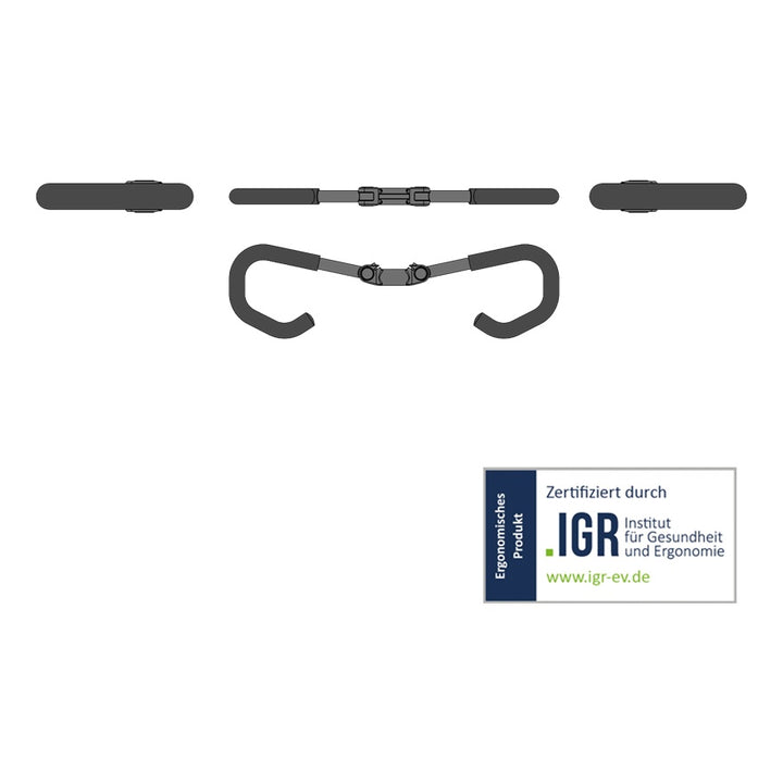 Ergotec Lenker 31.8 AHS Premium Width:600 Rise:0 Griff-L:180 Griff-W:0-90° AL6061 sb black SafetyLevel2 