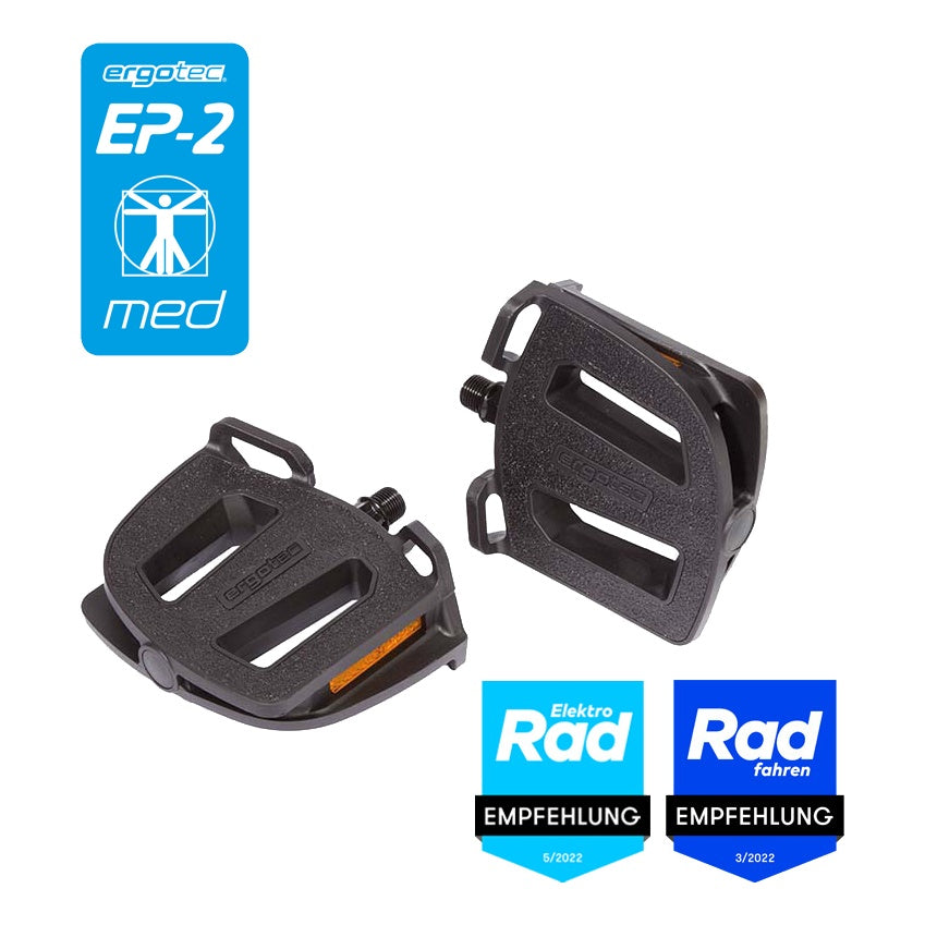 Ergotec Pedale EP-2 9/16" 7mm Gleitlager EP-bearing PP Kunststoff Format:122x102mm Sandpapierauflag 