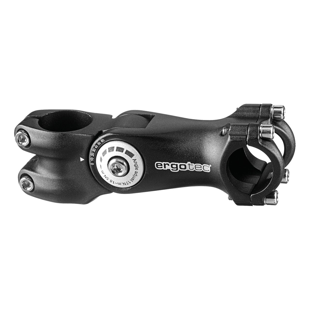 Ergotec Vorbau 25.4 OCTOPUS2 Ext:105mm Angle: -10°/+60° Clamp ID:28.6 AL6061 sb black SafetyLevel4 
