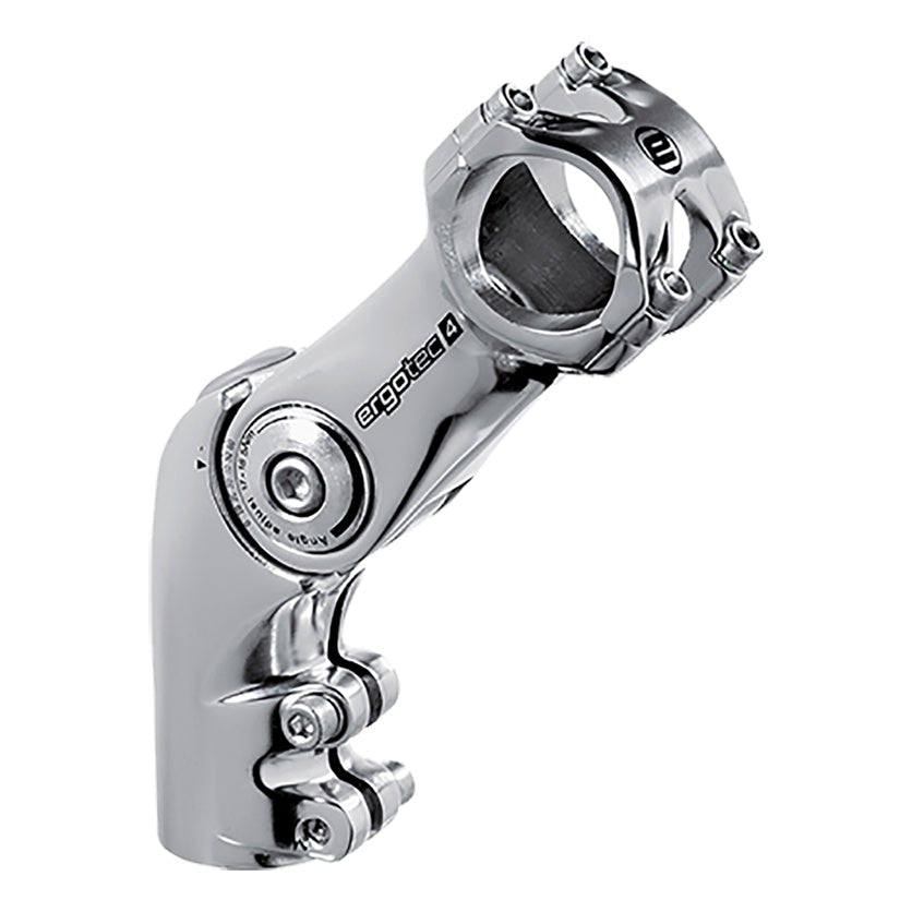 Ergotec Vorbau 31.8 Octopus 50 Ext:90mm Angle:0°/+60° Clamp ID: 28.6mm AL6061 silver-polish SL4 