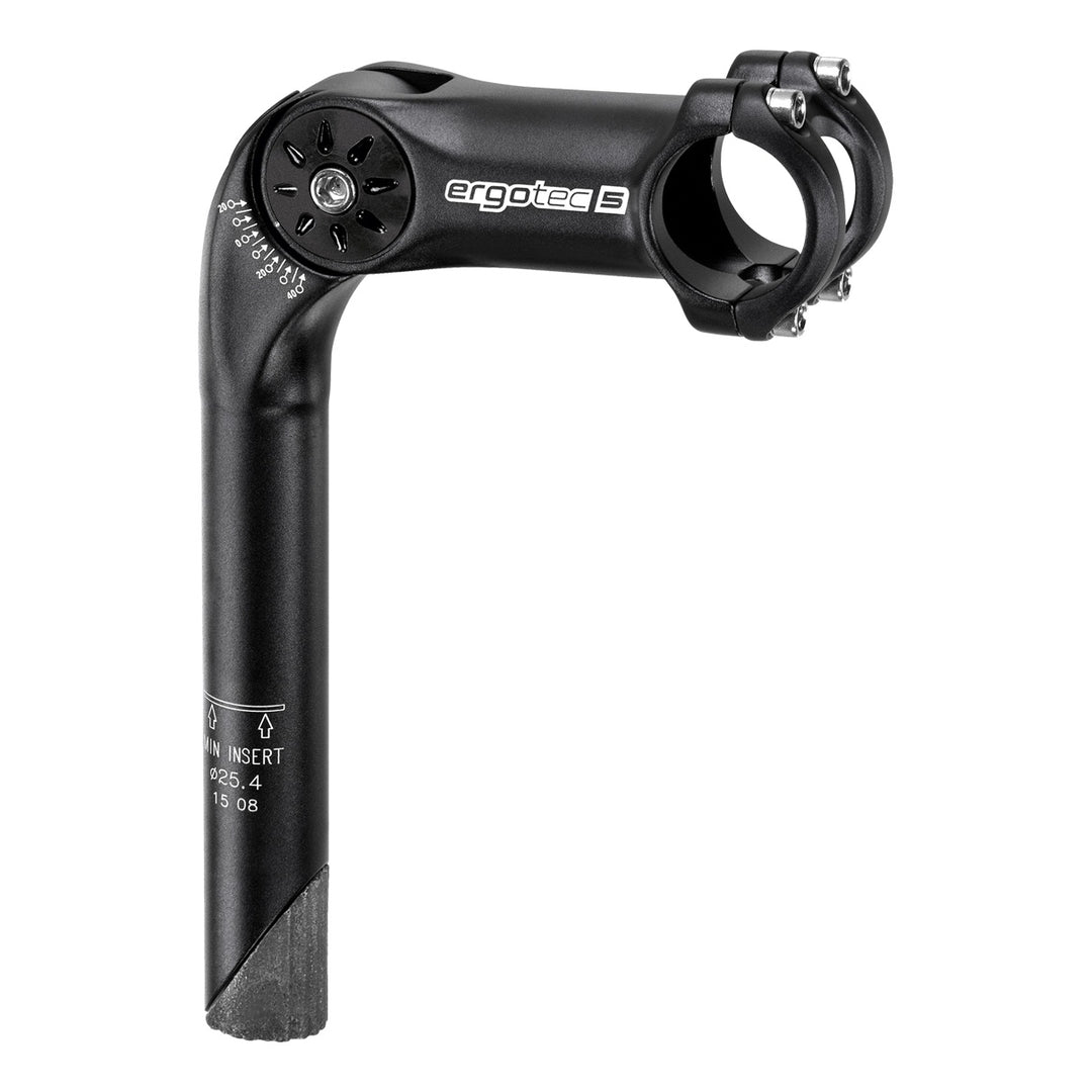 Ergotec Vorbau 31.8 OCTOPUS2 Ext:100mm Shaft 25.4 180mm Angle:-20/+40° AL6061 sb black SafetyLevel5 