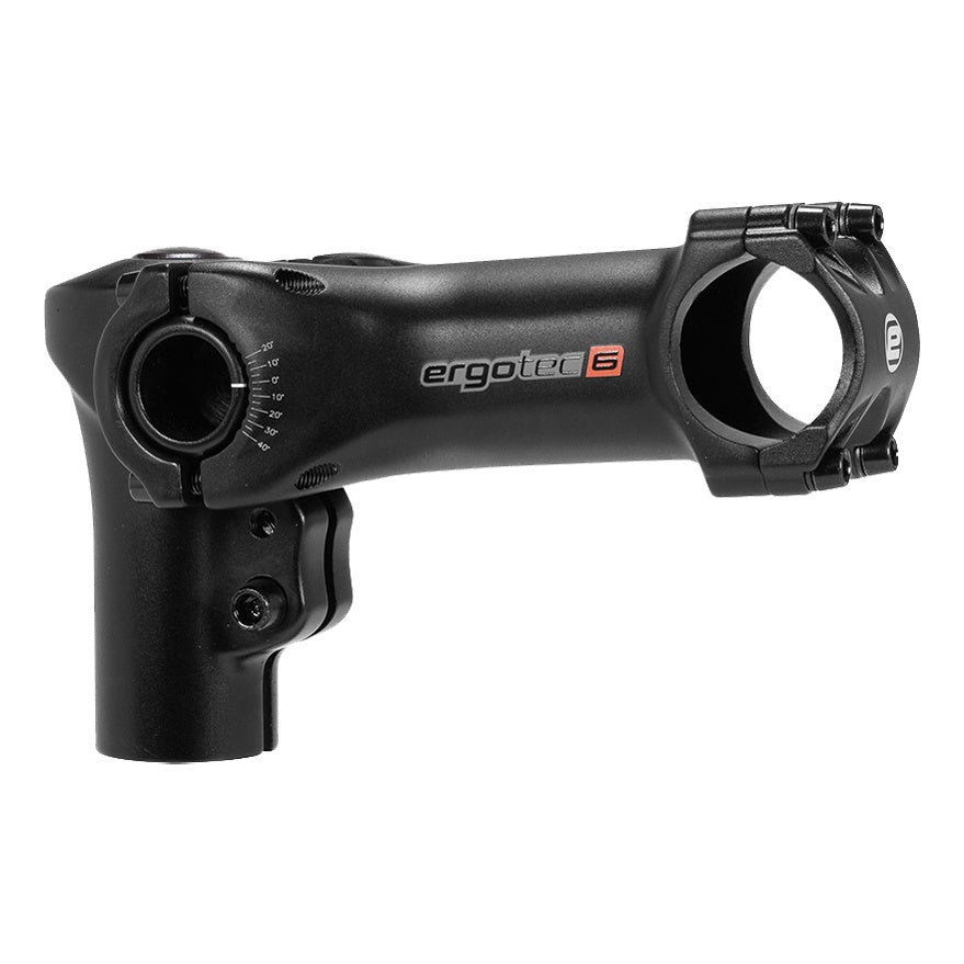 Ergotec Vorbau 31.8 SWELL-RE 70 Ext:80mm Rise:70mm Angle:-20°/+40° Clamp ID:28.6 AL6060 sb black SL6 