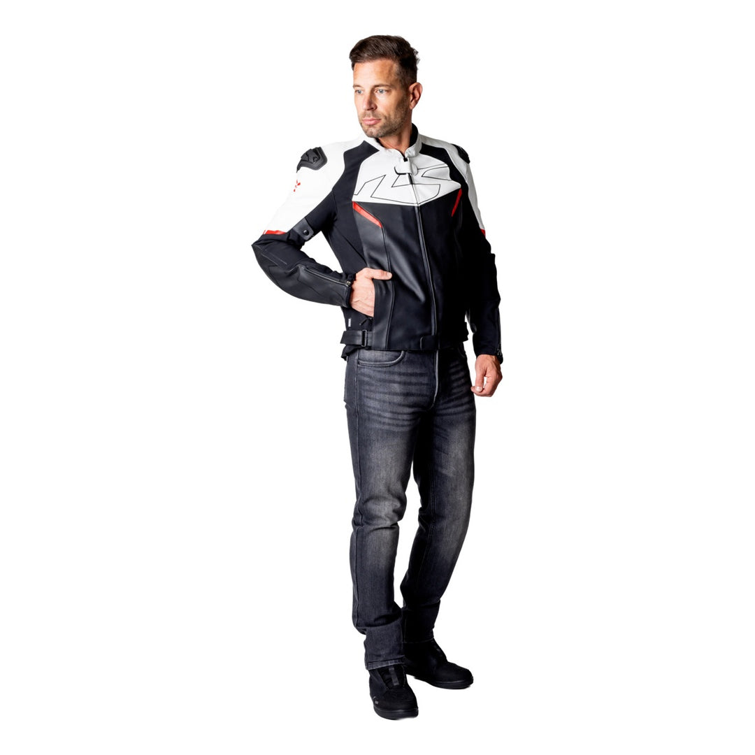 iXS Ace 1.0 Lederjacke schwarz-weiss-rot