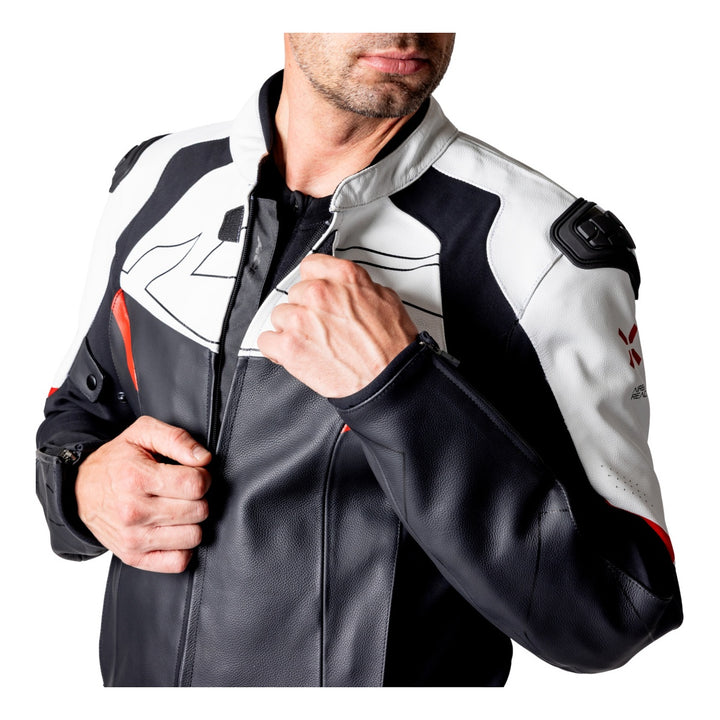 iXS Ace 1.0 Lederjacke schwarz-weiss-rot