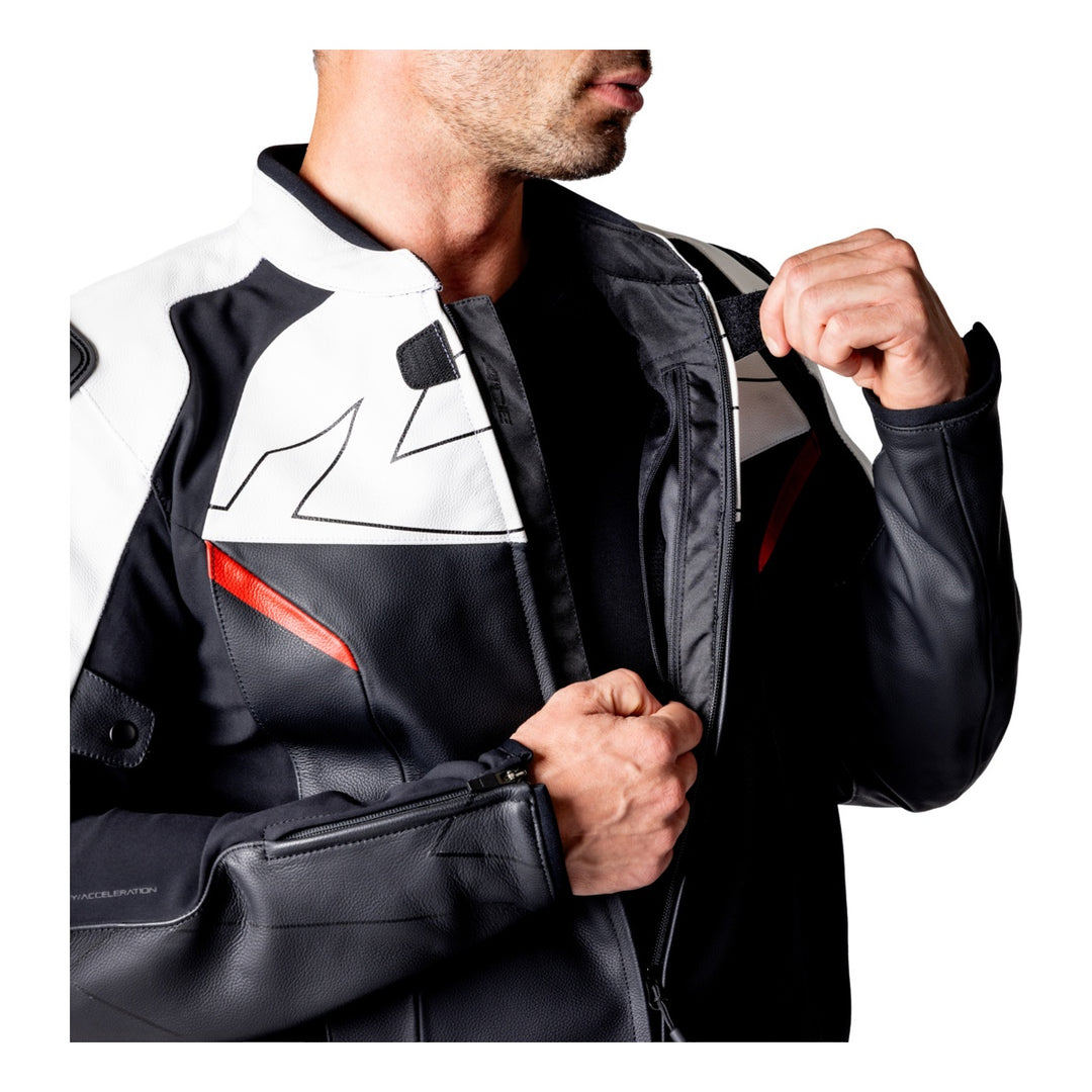 iXS Ace 1.0 Lederjacke schwarz-weiss-rot