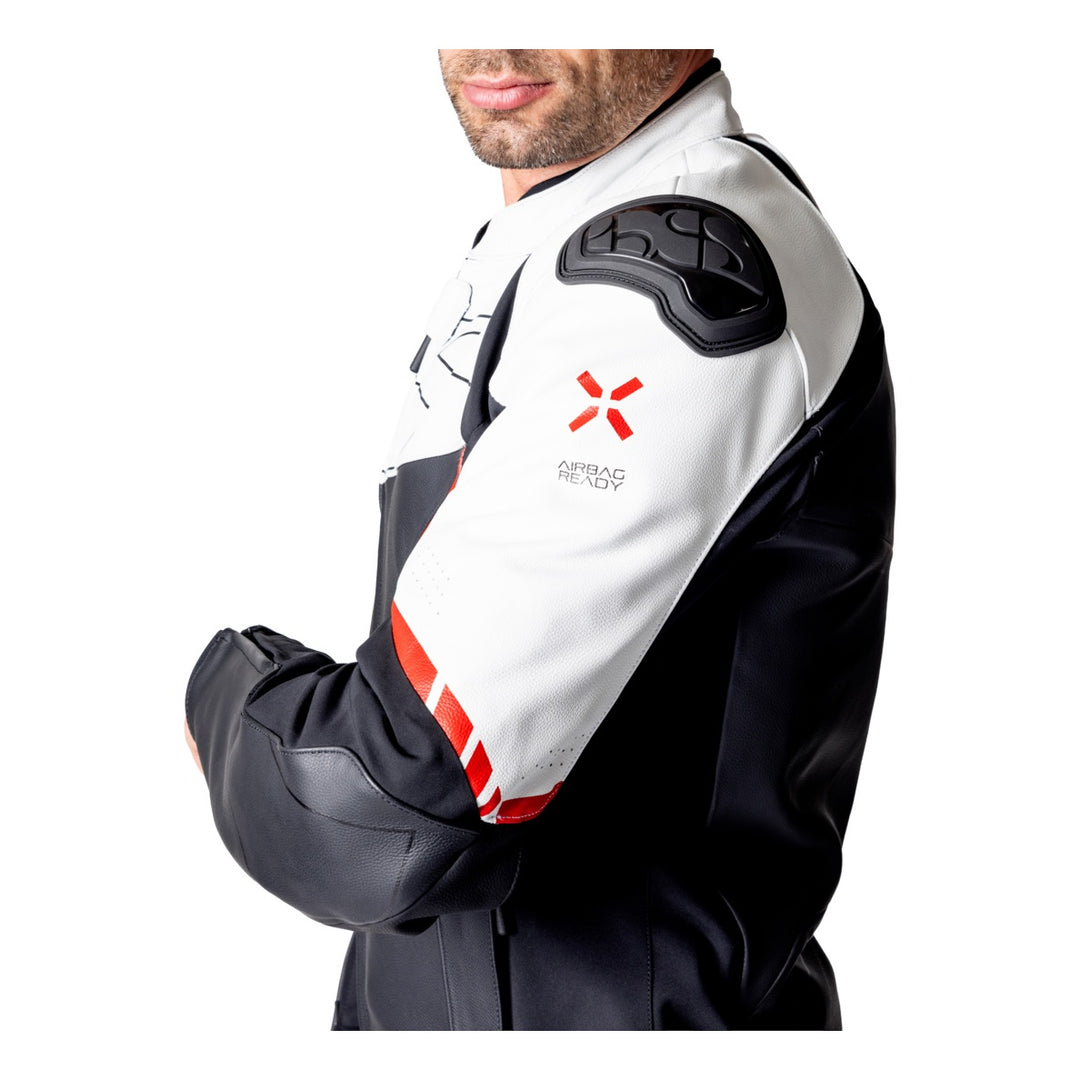 iXS Ace 1.0 Lederjacke schwarz-weiss-rot
