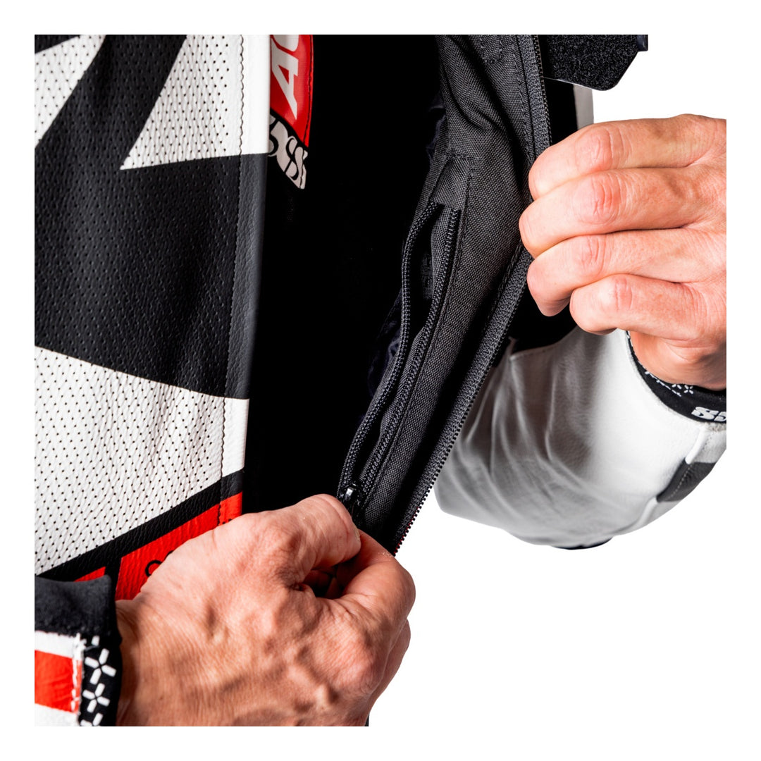iXS Ace 1.0 Lederkombi Einteiler schwarz-weiss-rot