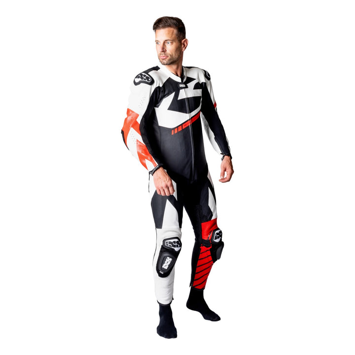 iXS Ace 1.0 Lederkombi Einteiler schwarz-weiss-rot