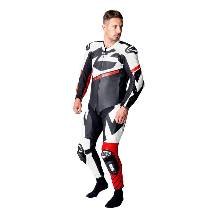 iXS Ace 1.0 Lederkombi Einteiler schwarz-weiss-rot