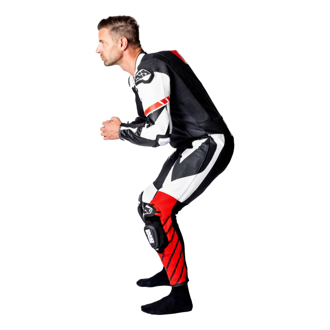iXS Ace 1.0 Lederkombi Einteiler schwarz-weiss-rot