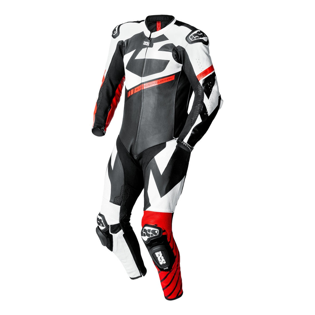 iXS Ace 1.0 Lederkombi Einteiler schwarz-weiss-rot