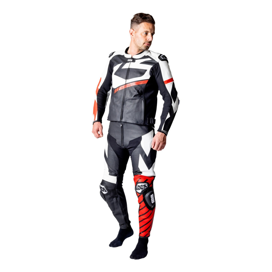 iXS Ace 1.0 Lederkombi Zweiteiler schwarz-weiss-rot