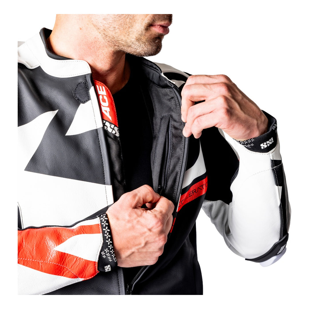 iXS Ace 1.0 Lederkombi Zweiteiler schwarz-weiss-rot