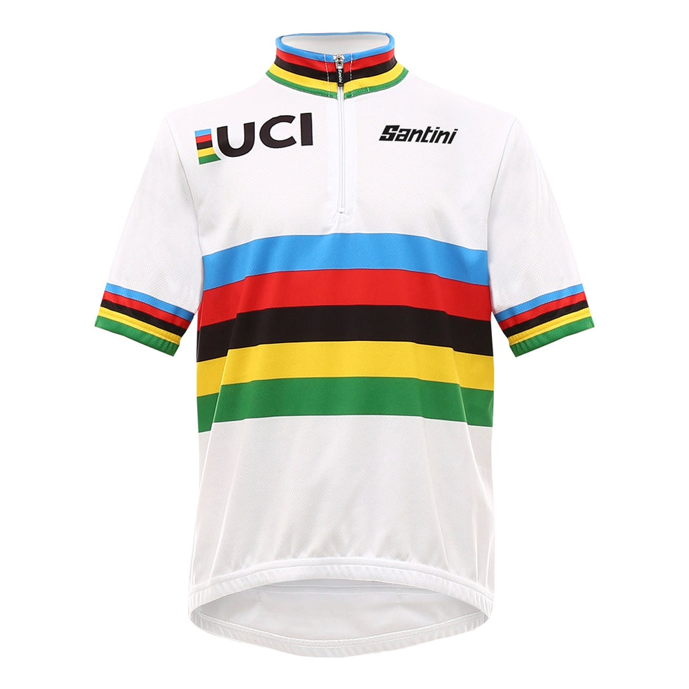 Santini Kurzarmtrikot UCI Rainbow World Champion Kids Weiss