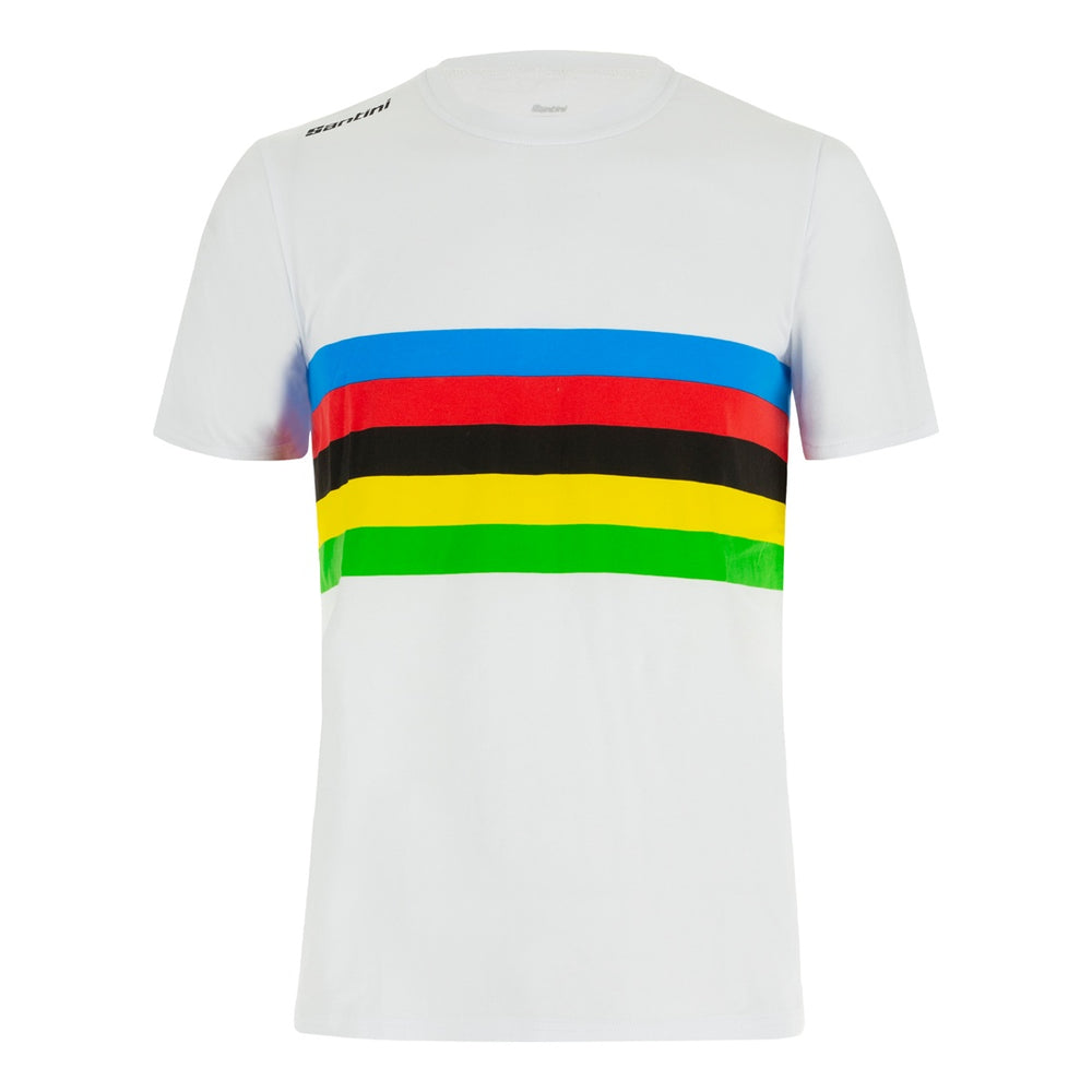 Santini T-Shirt UCI Rainbow World Champion Kids Weiss
