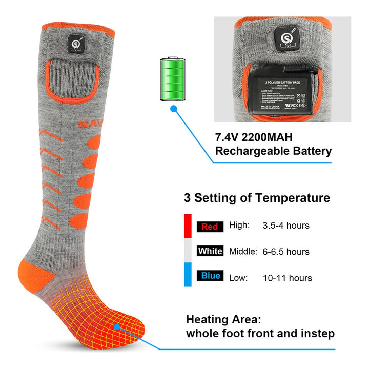 SAVIOR Ski Socks Bluetooth Montreal grau/orange