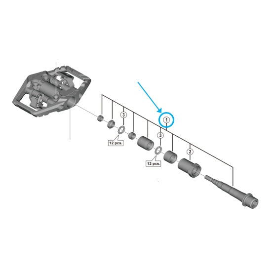 Shimano Achse PD-M8120 links komplett 