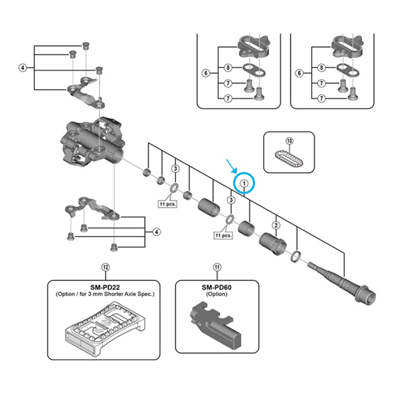 Shimano Achse PD-M9100 links komplett 