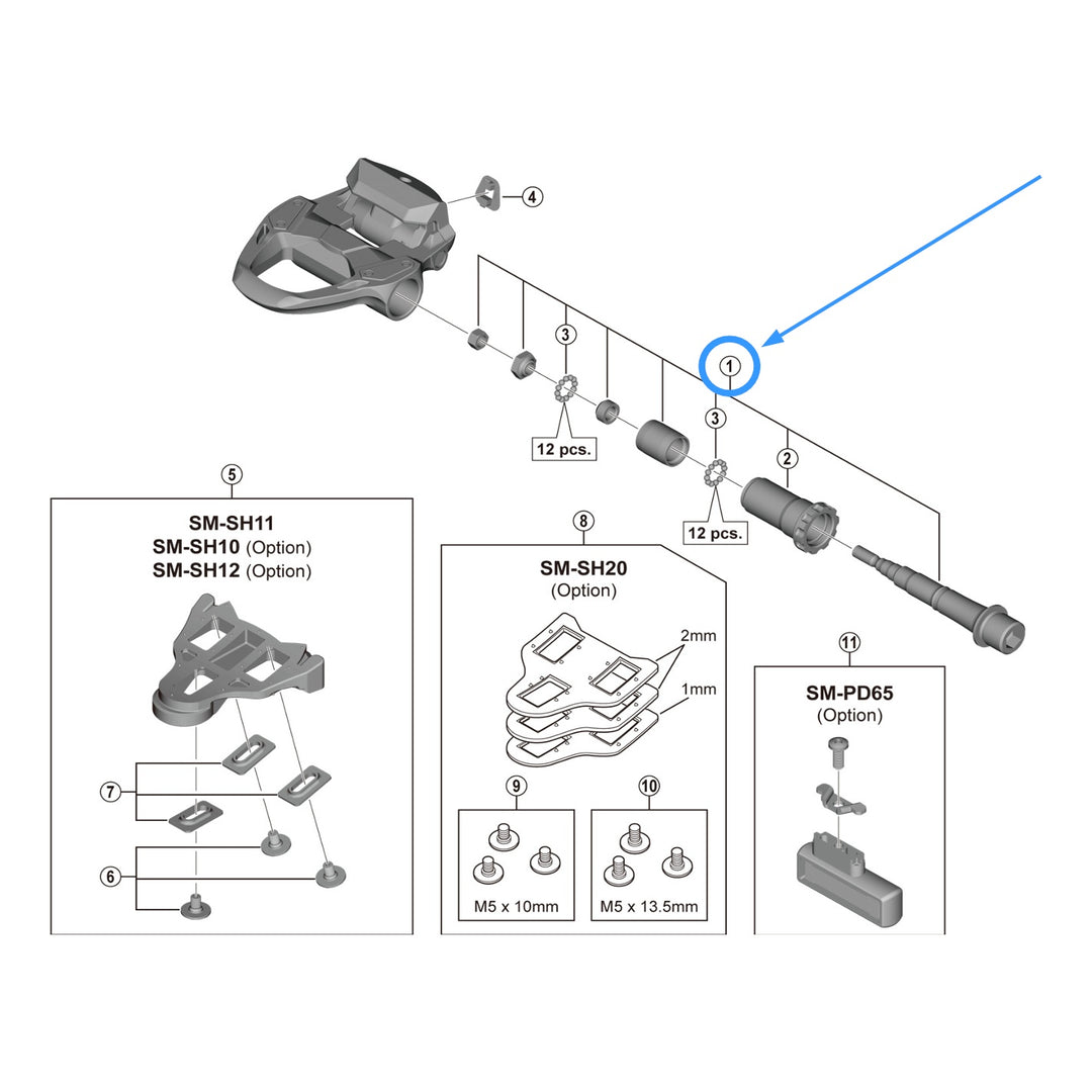 Shimano Achse PD-R7000 rechts komplett 